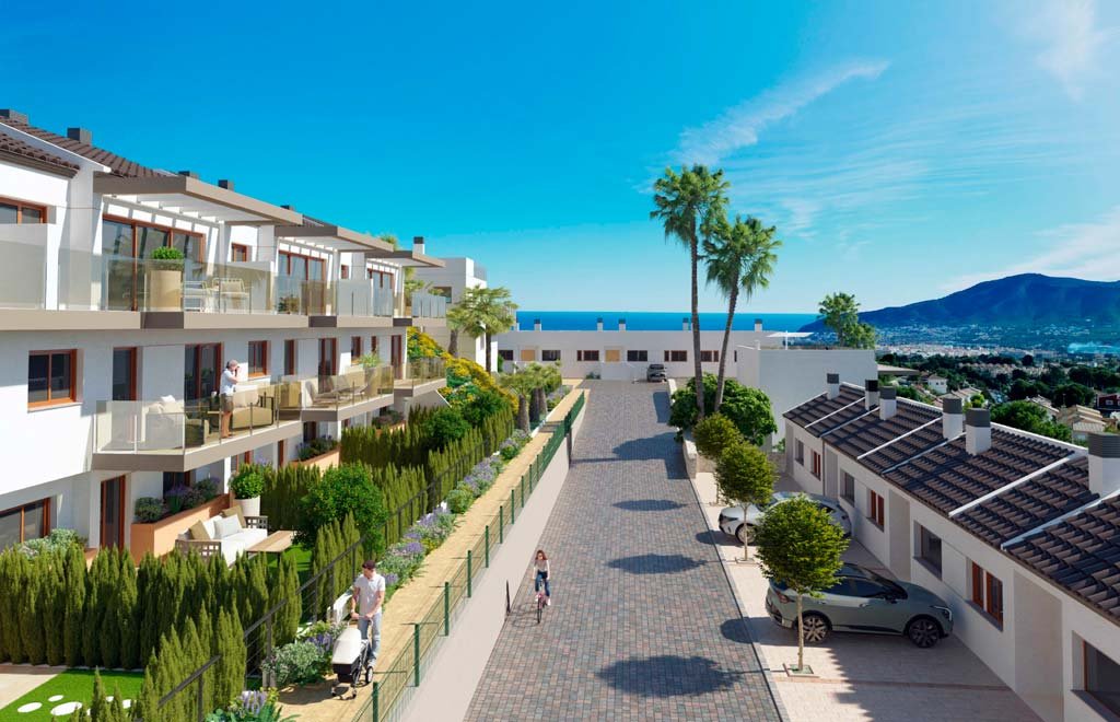 Villa jumelée de 4 chambres à coucher, jardin privé et vue panoramique sur la mer à La Nucia